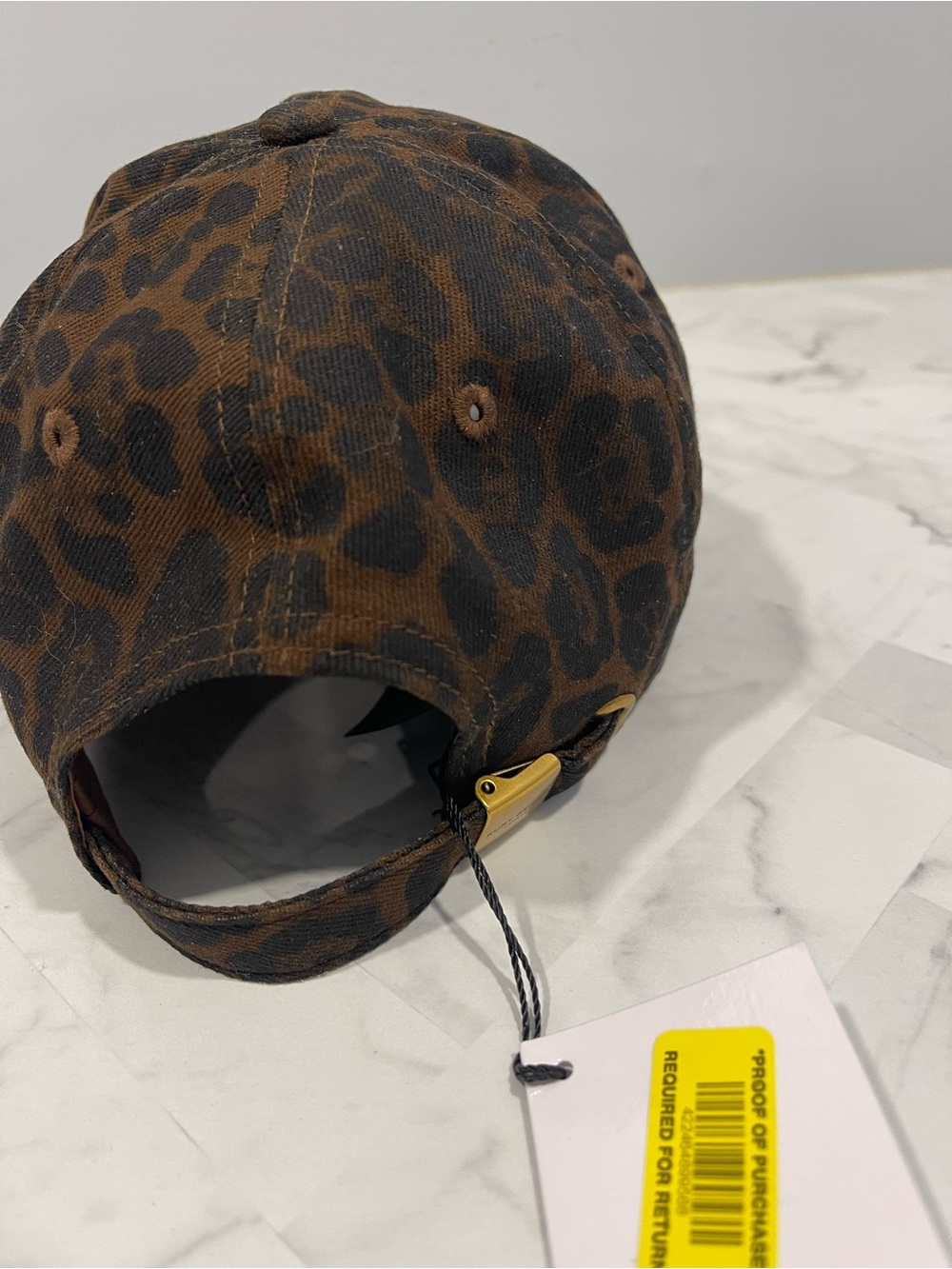 Kurt Geiger Leopard Print Brown and Black Ball Cap with Rhinestone’s/Gold Emblem - Picture 5 of 12